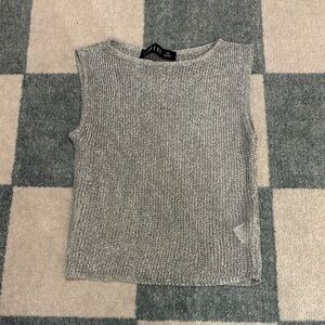 Silver Sleeveless Knit Top
